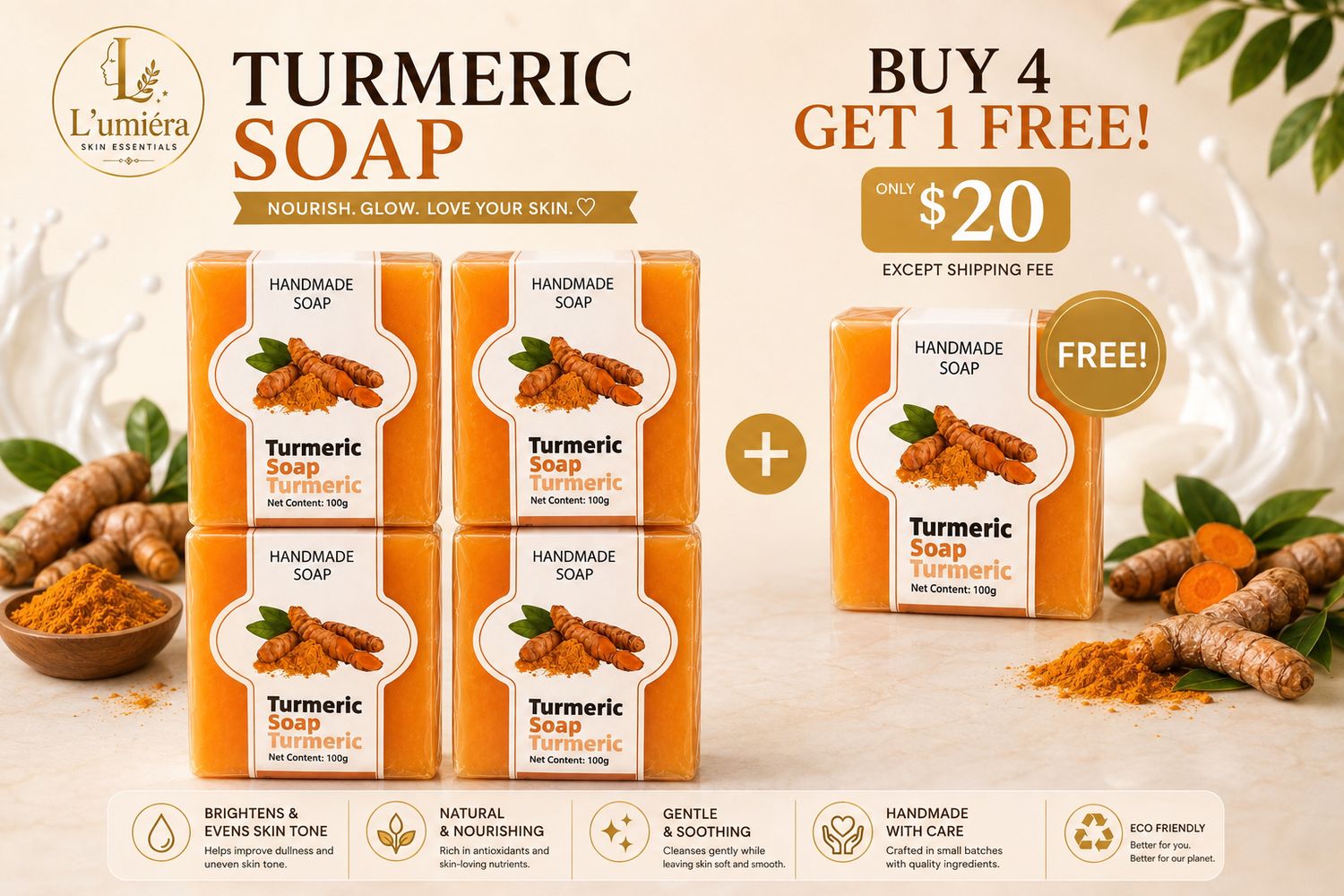 Buy 4 Get 1 Free Turmeric Soap