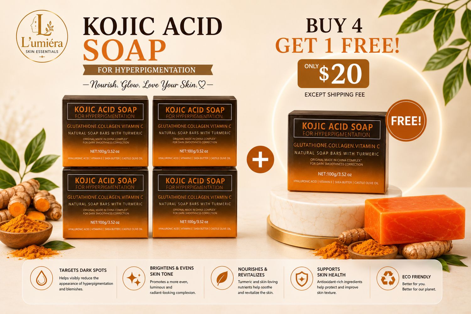 Buy 4 get 1 Free Kojic acid soap