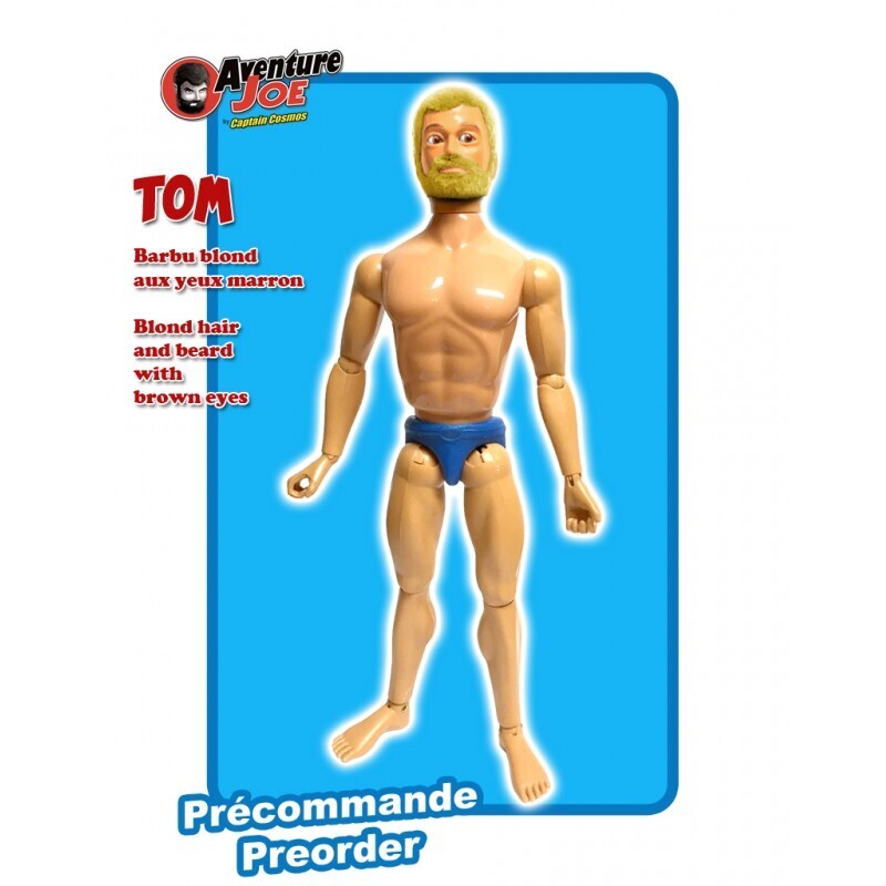 Tom, blond bearded figure with brown eyes