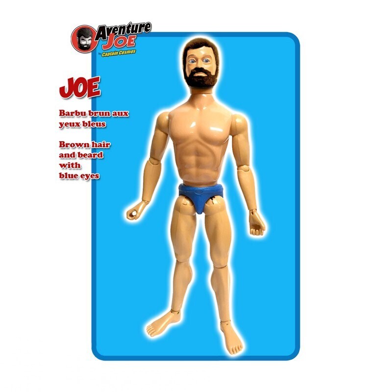 Joe, Brown Bearded figure with blue eyes.