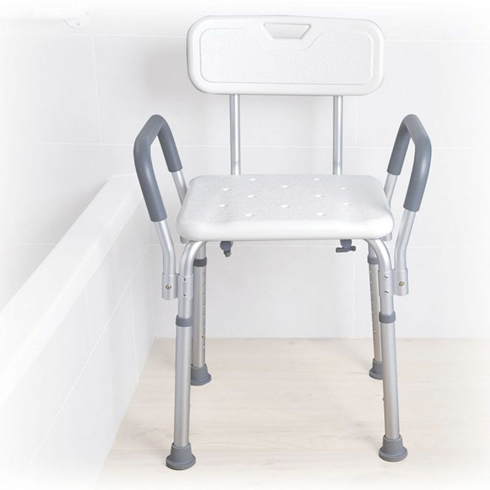 Silla de ducha con respaldo y apoyabrazos