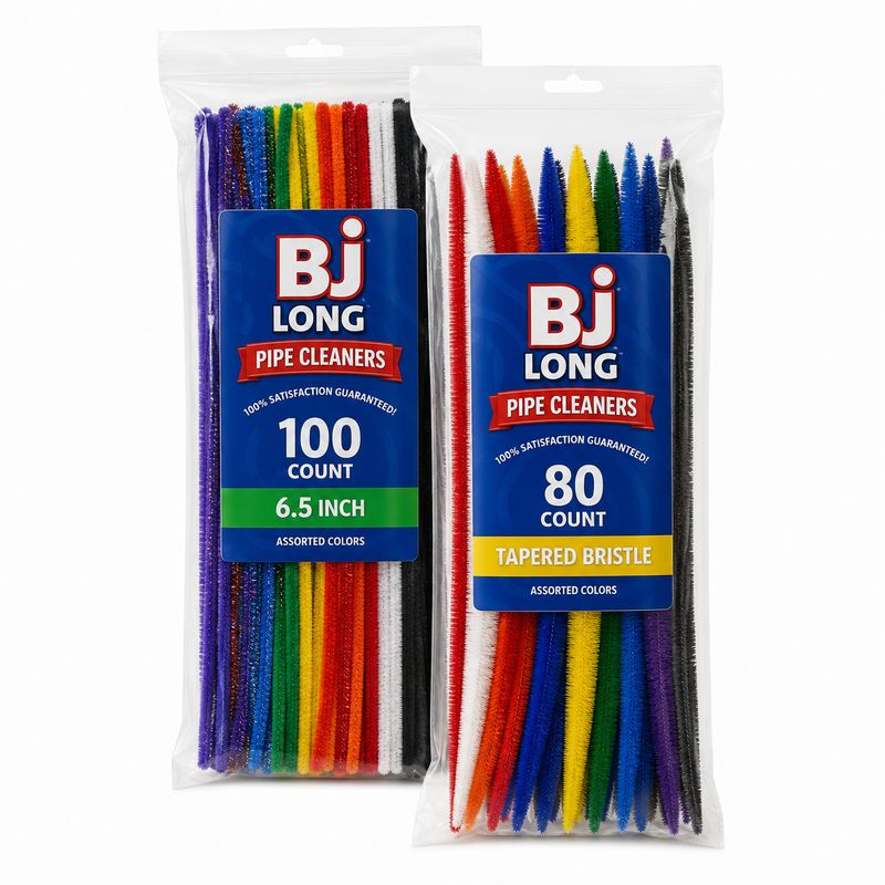 BJ Long Pipe Cleaners 6.5" Tapered Bristle - 80 Ct Bag