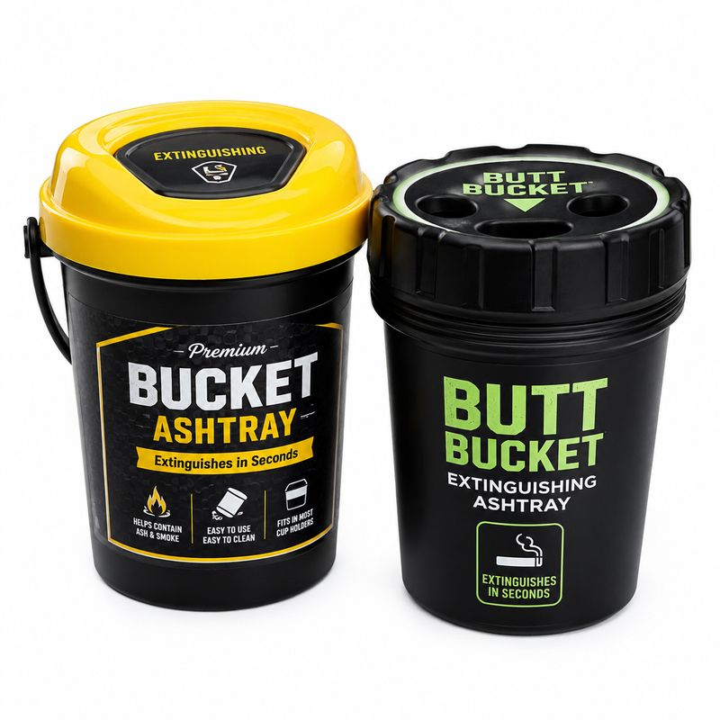 PK Guardsman Car Smoke-Lock Bucket Ashtray - Yellow Lid