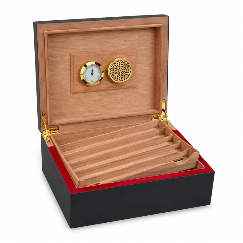 PK Guardsman Humidor - Black with Red Lining