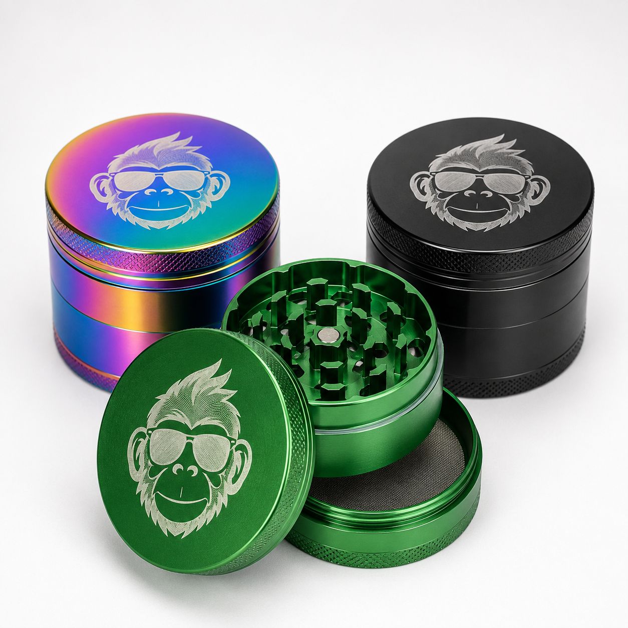 Green Monkey Capuchin 4pc Zinc Grinder 40mm - Assorted Colors