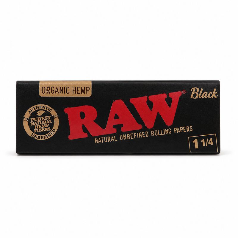 Raw Black Organic Hemp Rolling Papers 1 1/4 24x50 - 1pk