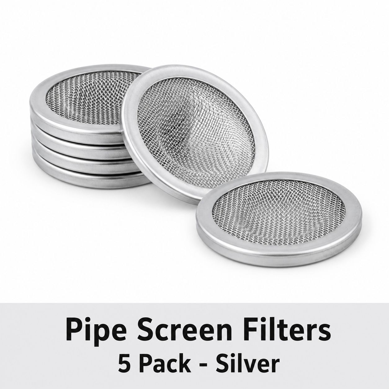 Pipe Screen Filters - 5 Pack silver