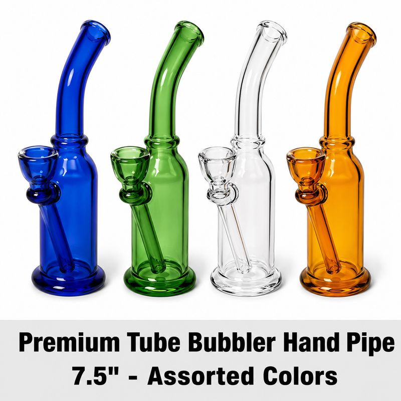 Premium Tube Bubbler Hand Pipe - 7.5"