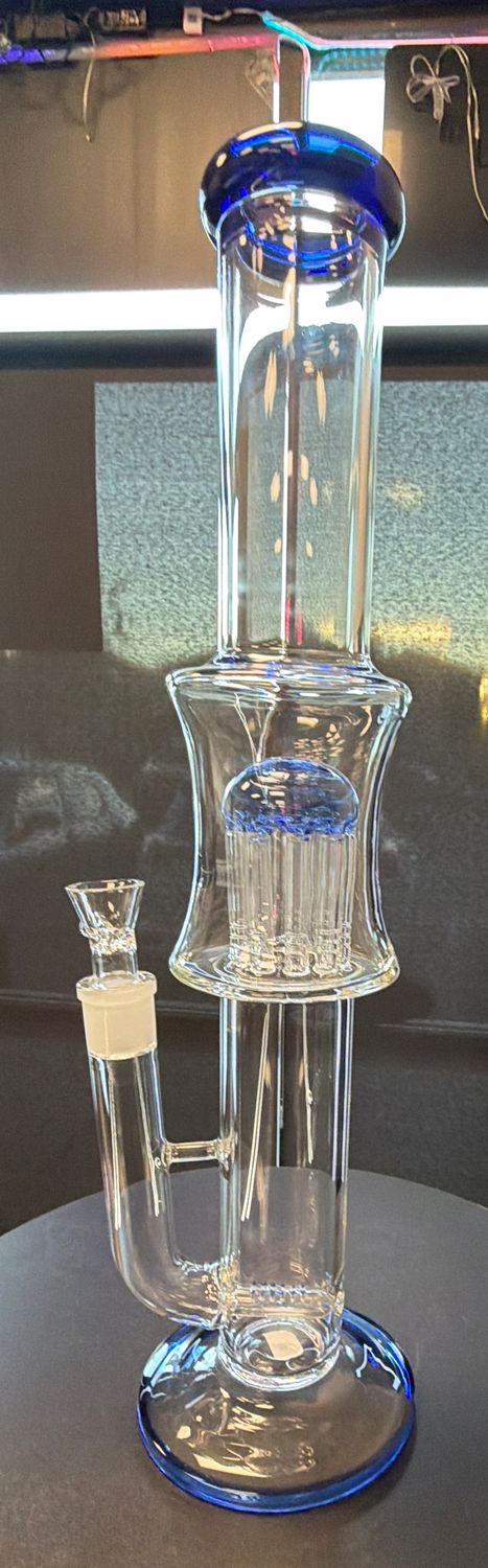 Double Heavy Glass Water Pipe - 17"