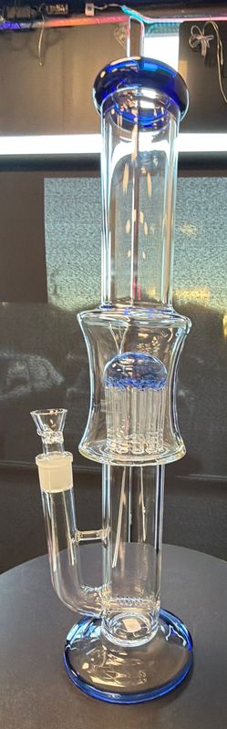 Double Heavy Glass Water Pipe - 17"