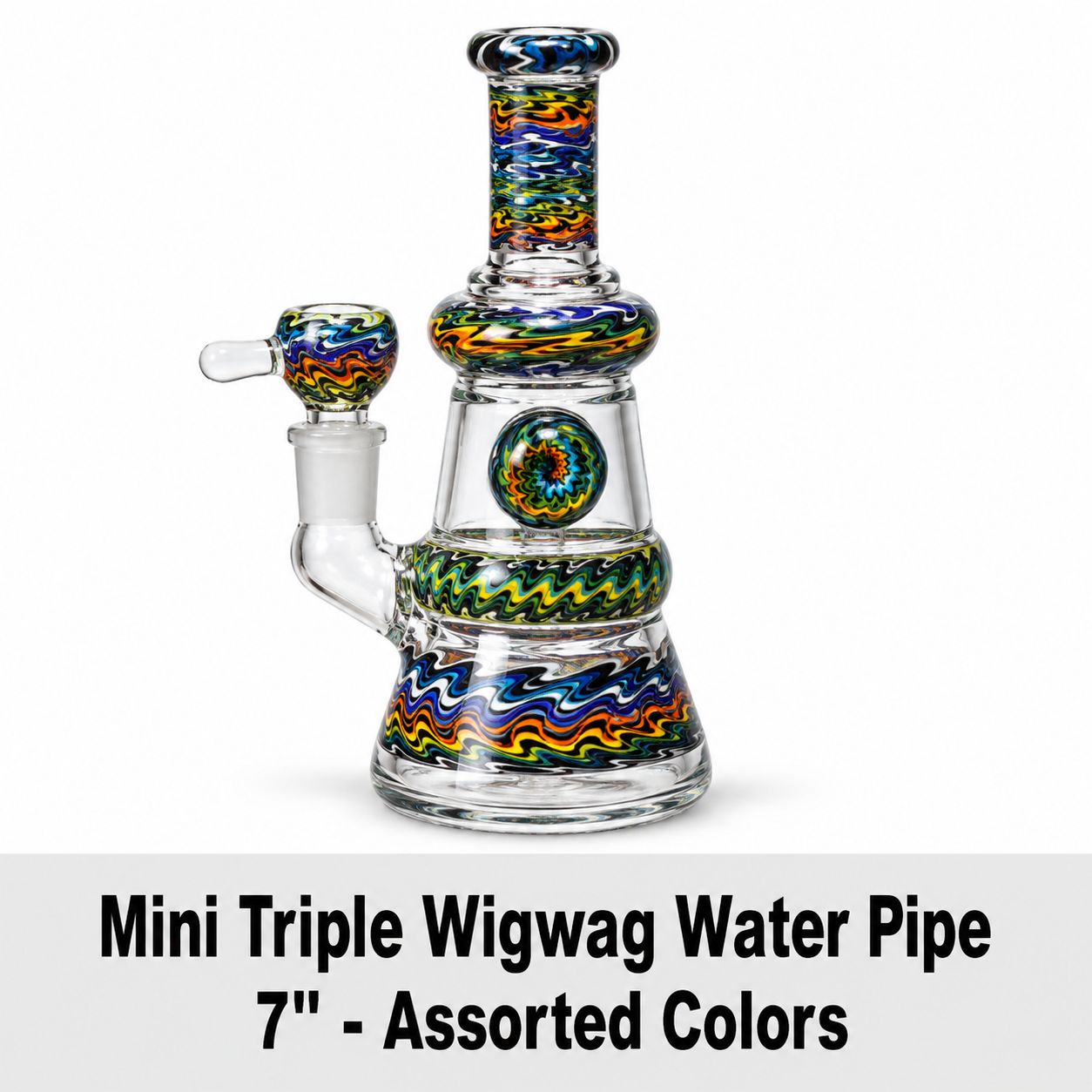 Mini Triple Wigwag Water Pipe - 7"