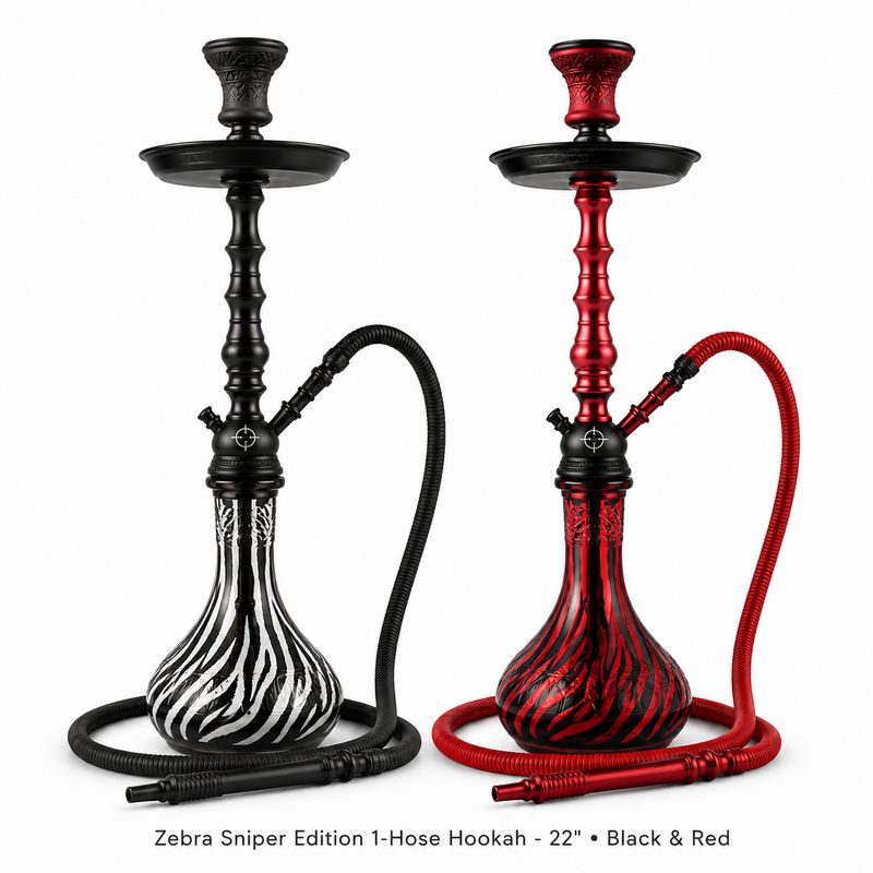 Zebra Sniper Edition 1-Hose Hookah - 22"