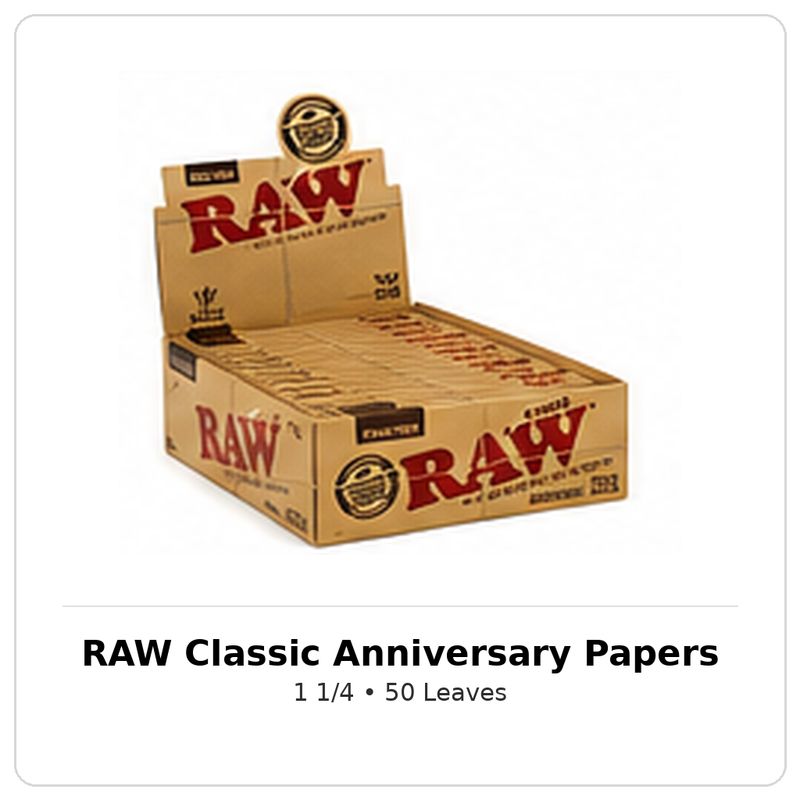 RAW Classic Anniversary Rolling Papers 1 1/4 / 50 Leaves