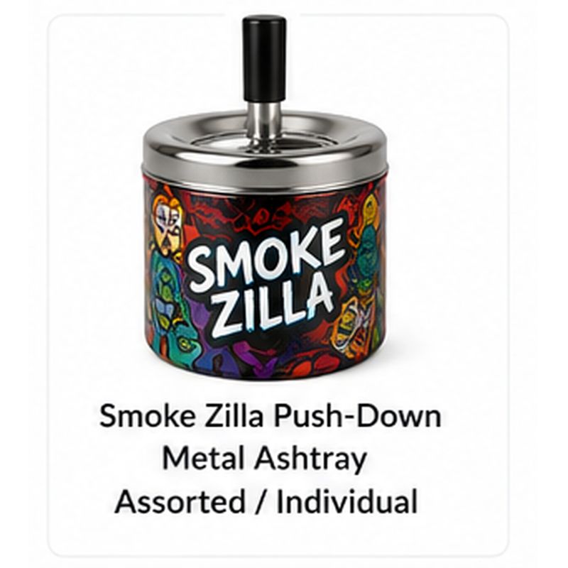 Smoke Zilla Push-Down Metal Ashtray