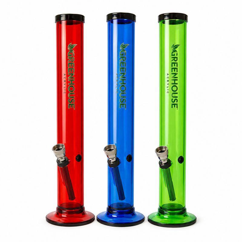Greenhouse Acrylic Water Pipe - 1.5" x 12" assorted colors