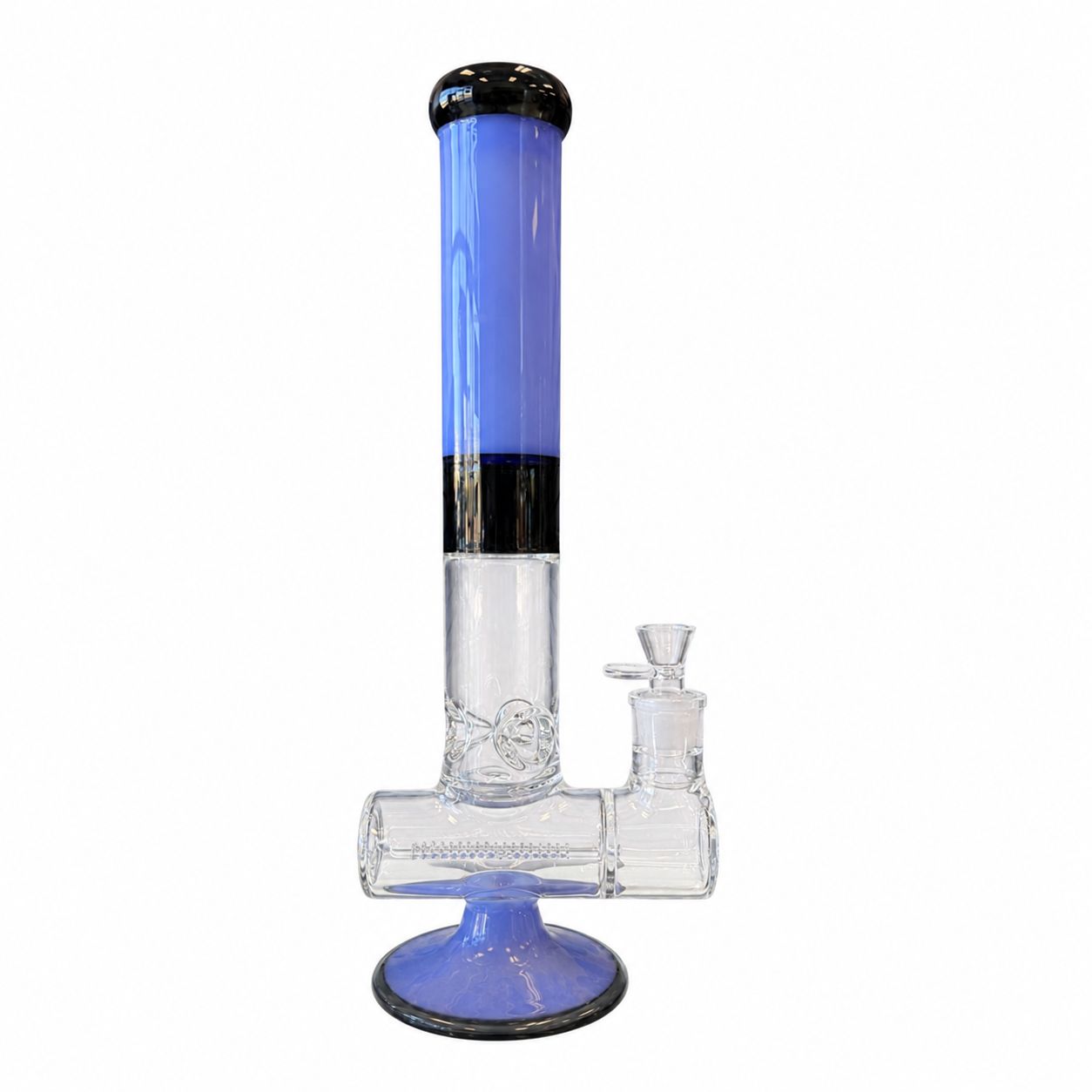 14" Blue Orbit Sideways Perc Glass Water Pipe