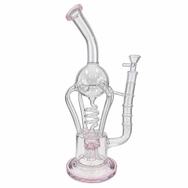 15" Rose Coil Recycler Glass Water Pipe