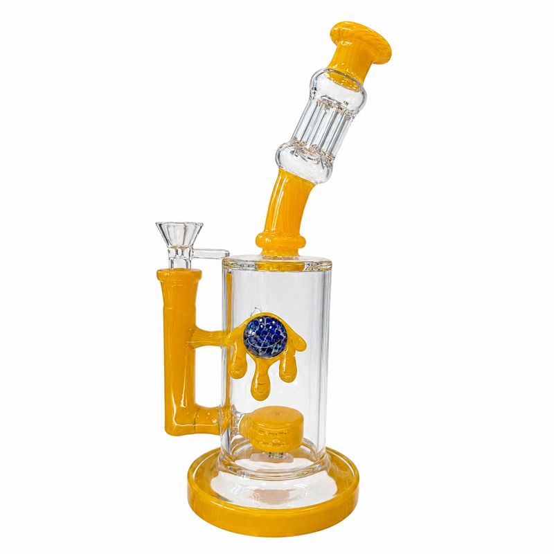 10" Golden Honeycomb Perc Glass Water Pipe