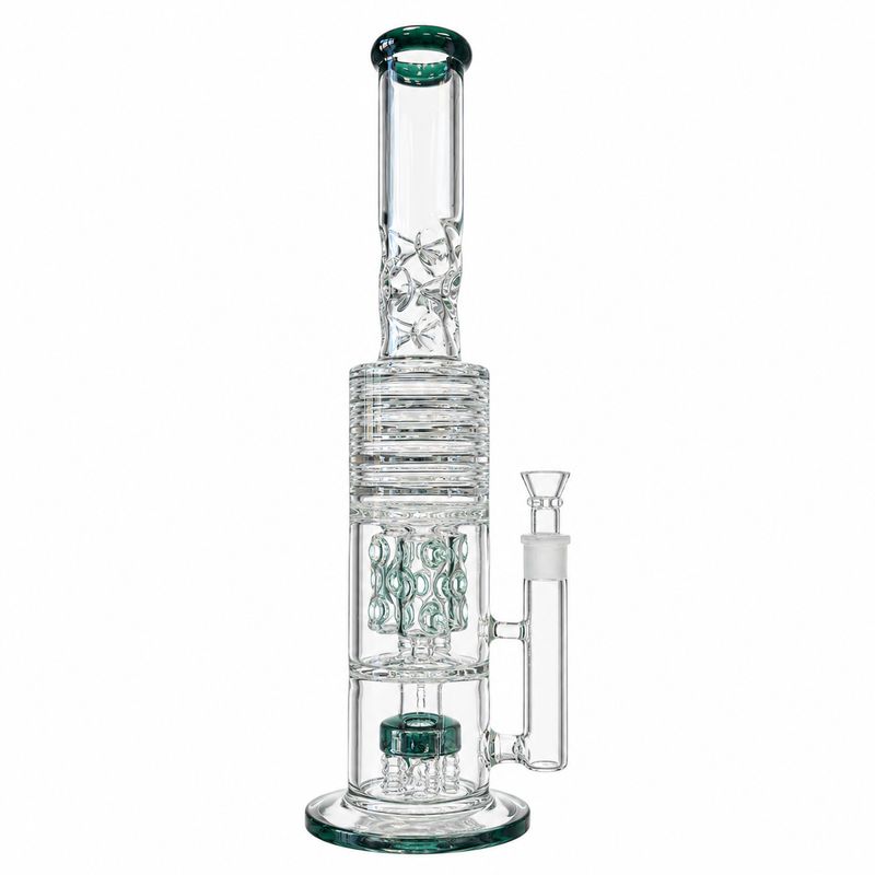 20" Jade Big-Eye Dual-Chamber Glass Water Pipe