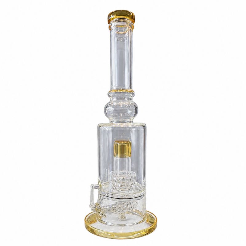 12" Amber Dual-Shower Beaker Glass Water Pipe