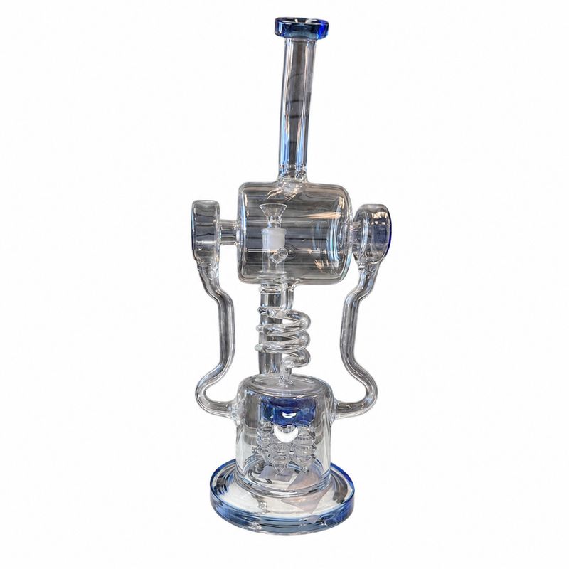 14" Sapphire Chandelier Perc Glass Water Pipe