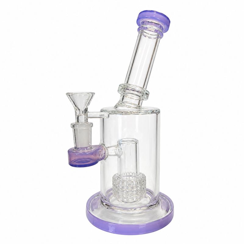 9" Lavender Matrix Perc Glass Water Pipe