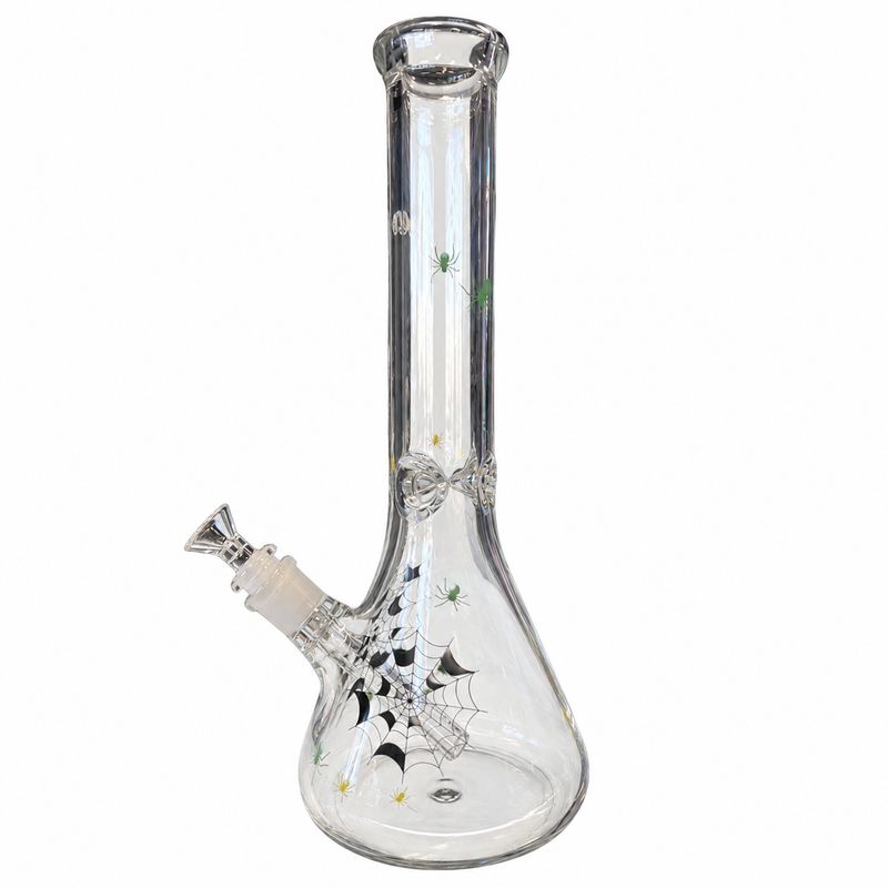 15" Midnight Spiderweb Beaker Glass Water Pipe