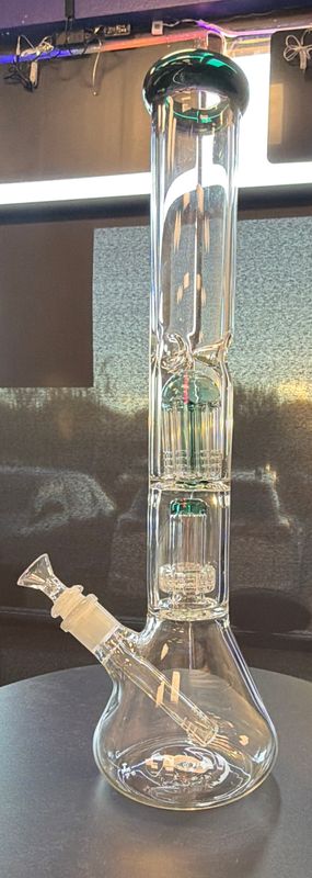 16" Mint Dual-Perc Beaker Glass Water Pipe