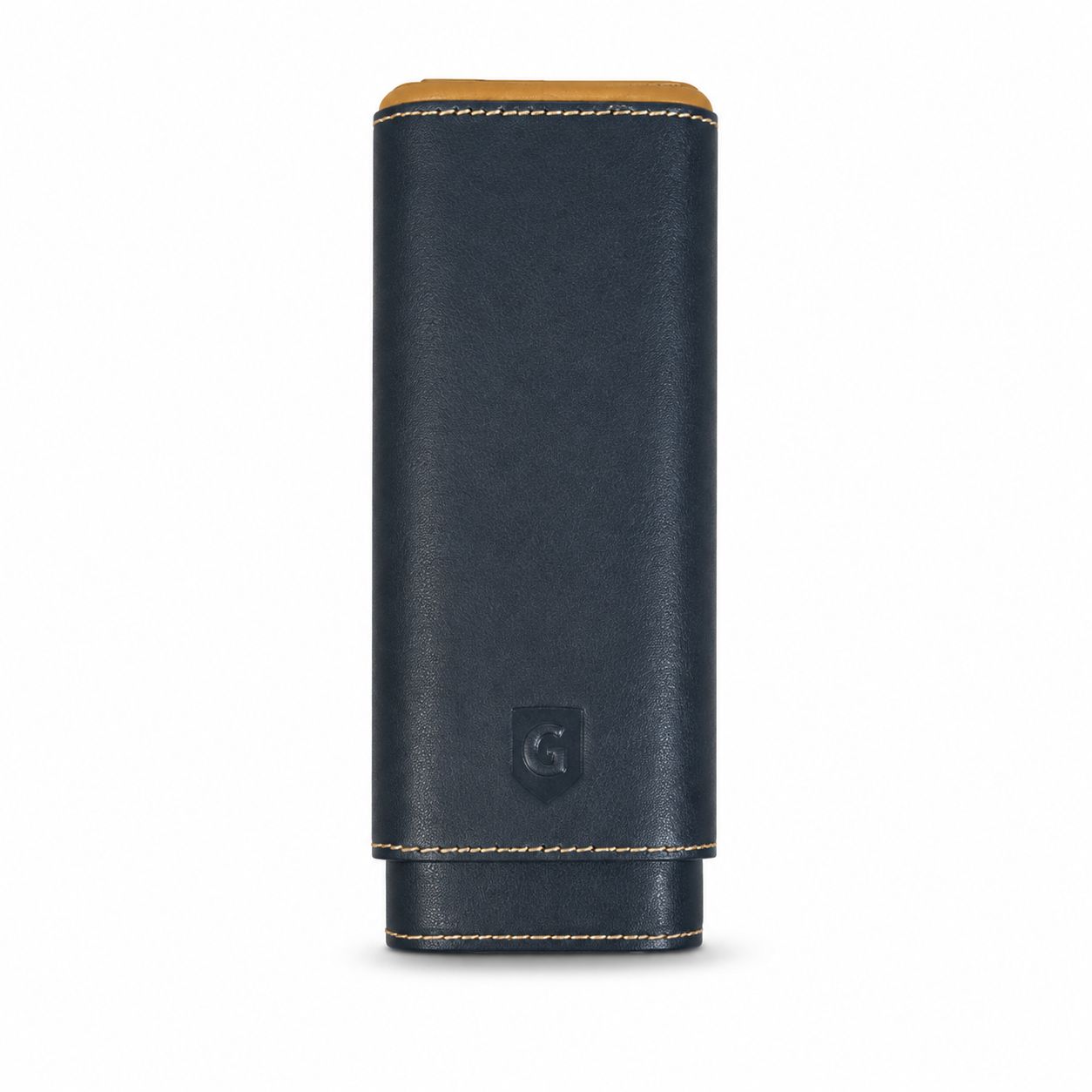 PK Guardsman Leather Cedar-Lined 3-Cigar Case - Navy &amp; Gold