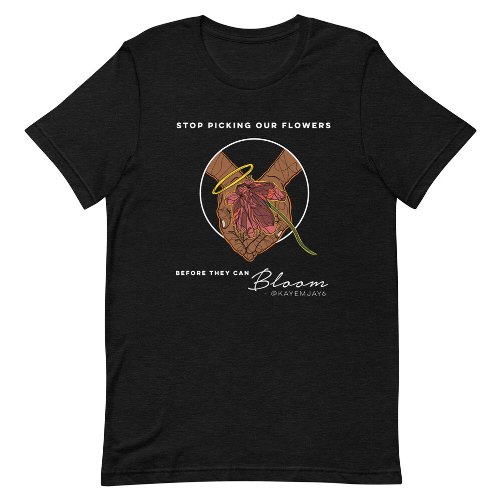 &#39;Let them Bloom&#39; Unisex T-Shirt, Color: Black Heather, Size: XS