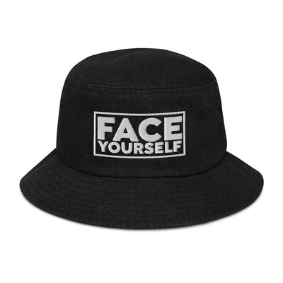 'Face Yourself' Denim bucket hat