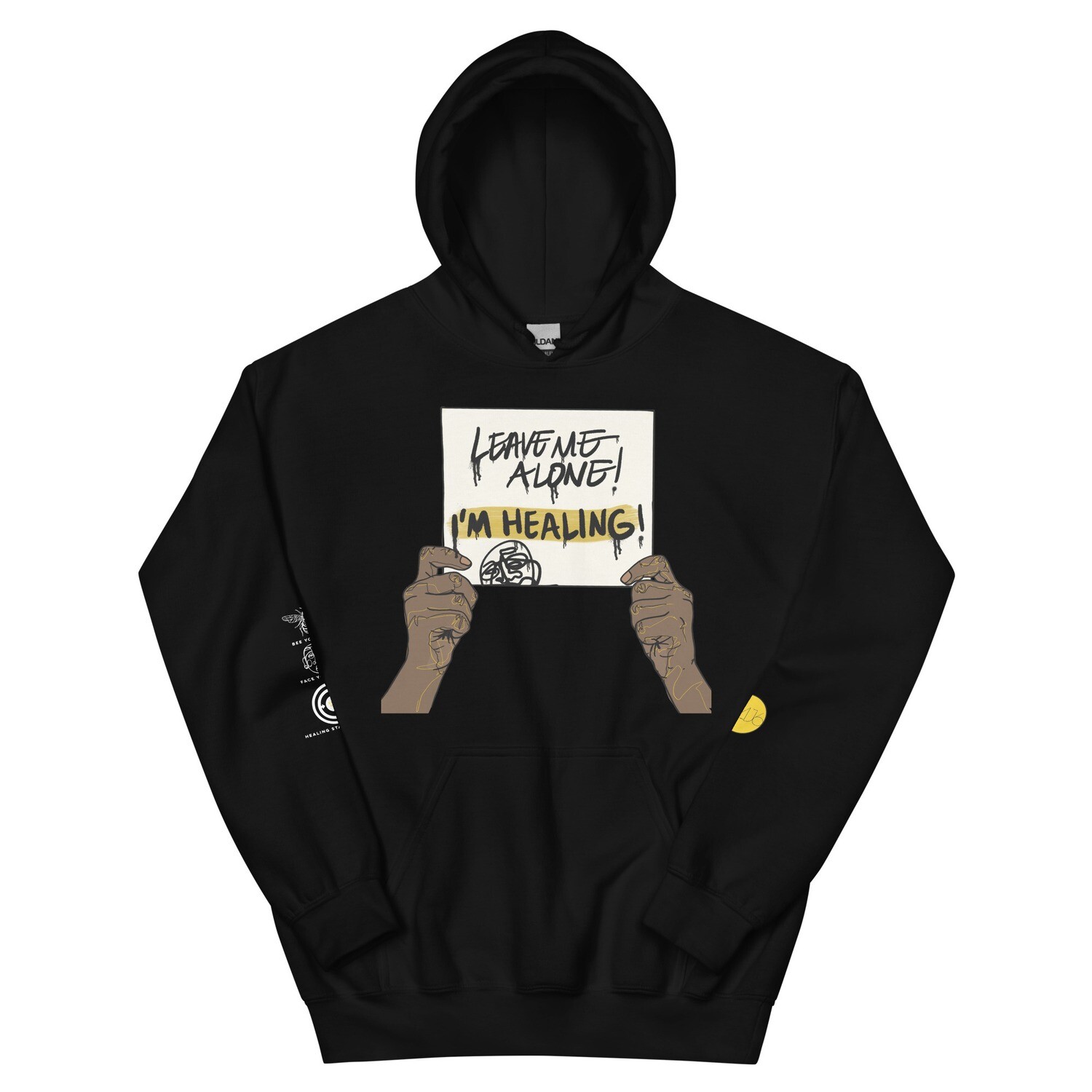 &#39;LMA(Healing)&#39; Unisex Hoodie, Color: Black, Size: S