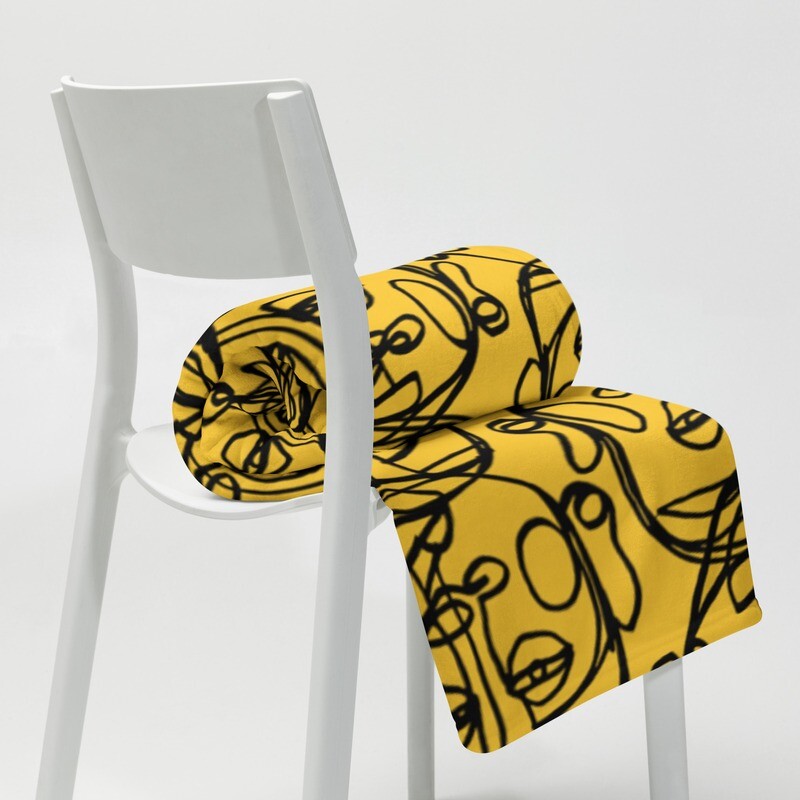 (Yellow) 'Face Yourself' Throw Blanket