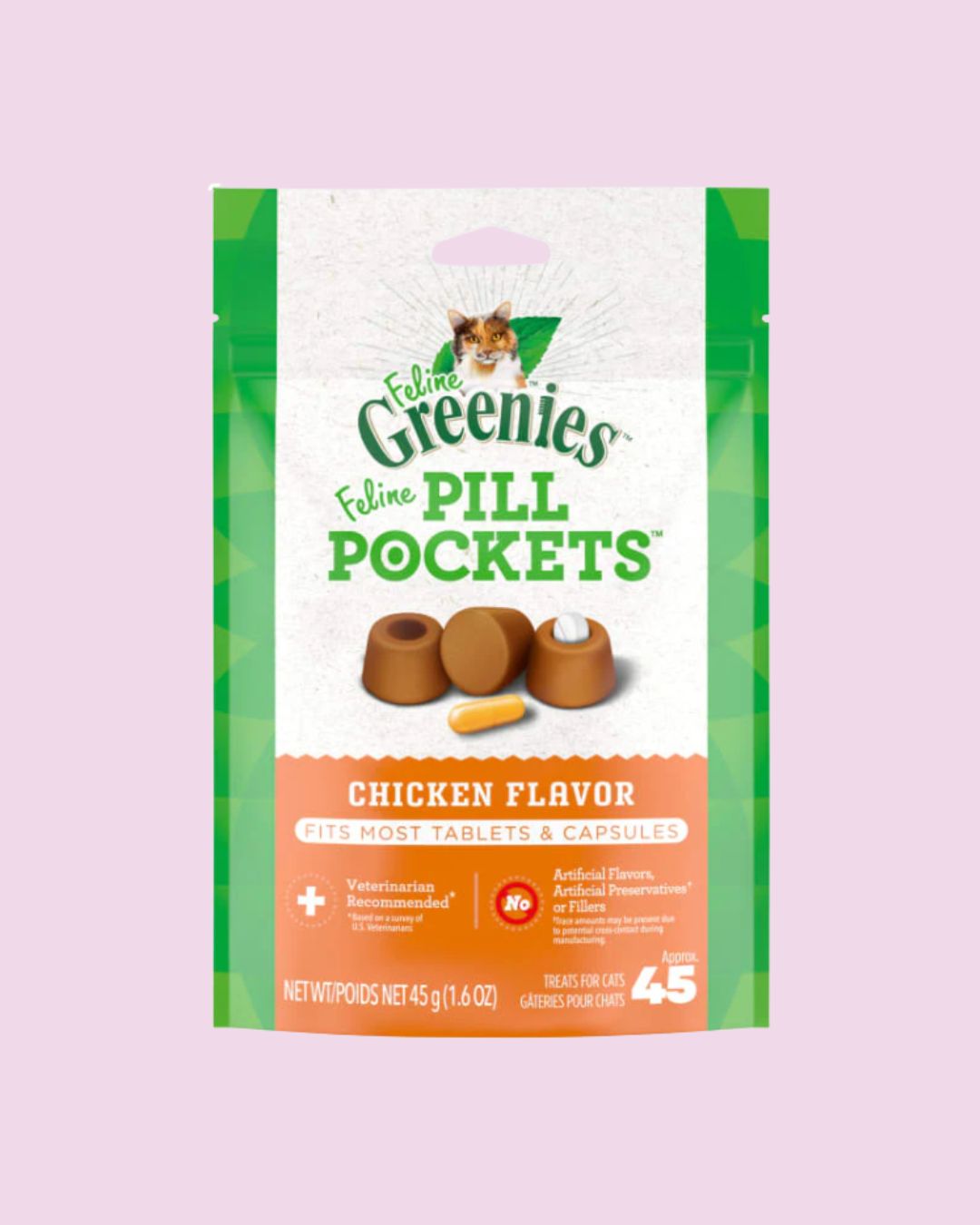 Feline Greenies- Pill Pockets Chicken Flavor 1.6oz
