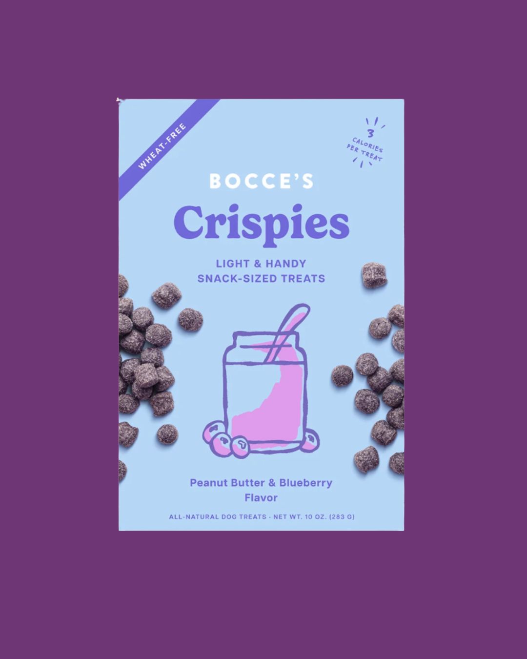 Bocce's Crispies- Peanut Butter &amp; Blueberry Flavor Treats 12oz