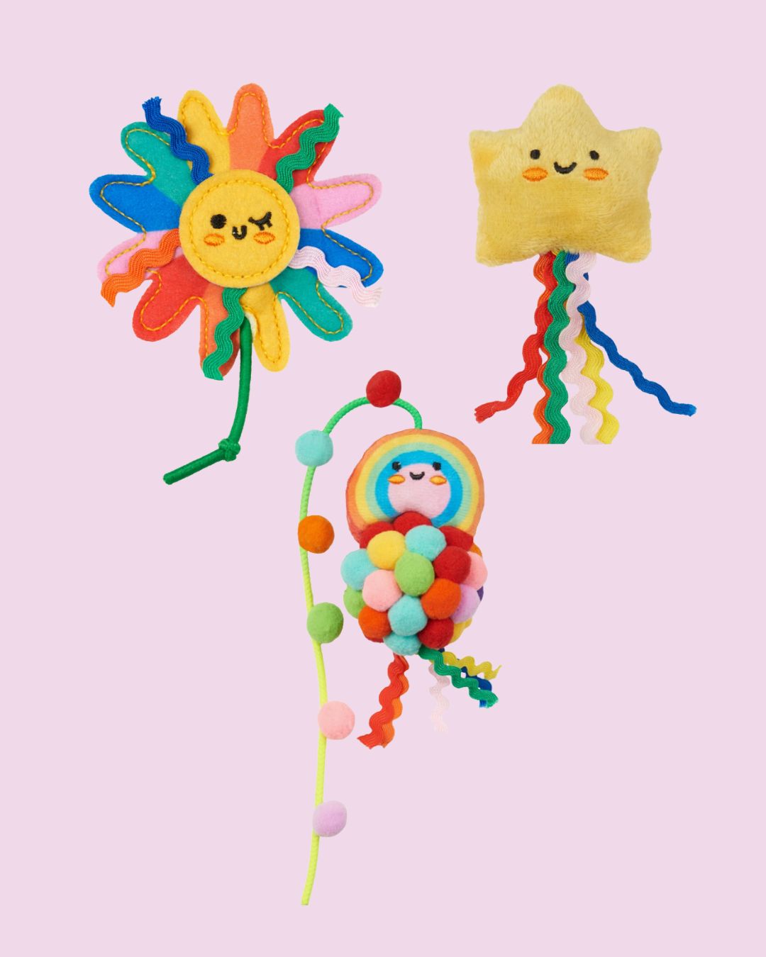Caitec Inc- Rainbow Catnip Cat Toy 3pk