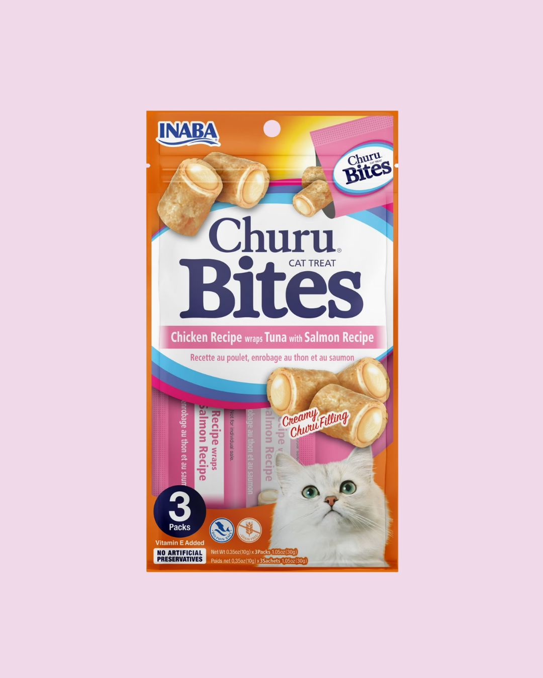 Churu Bites- Chicken Recipe Wraps with Tuna and Salmon Recipe Cat Treats 3pk