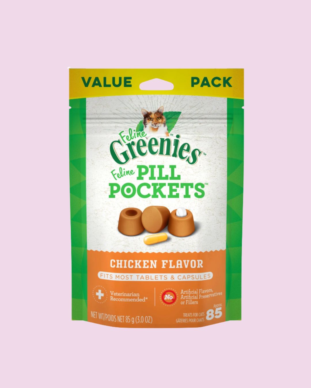 Feline Greenies- Pill Pockets Chicken Flavor 85-pack 3oz