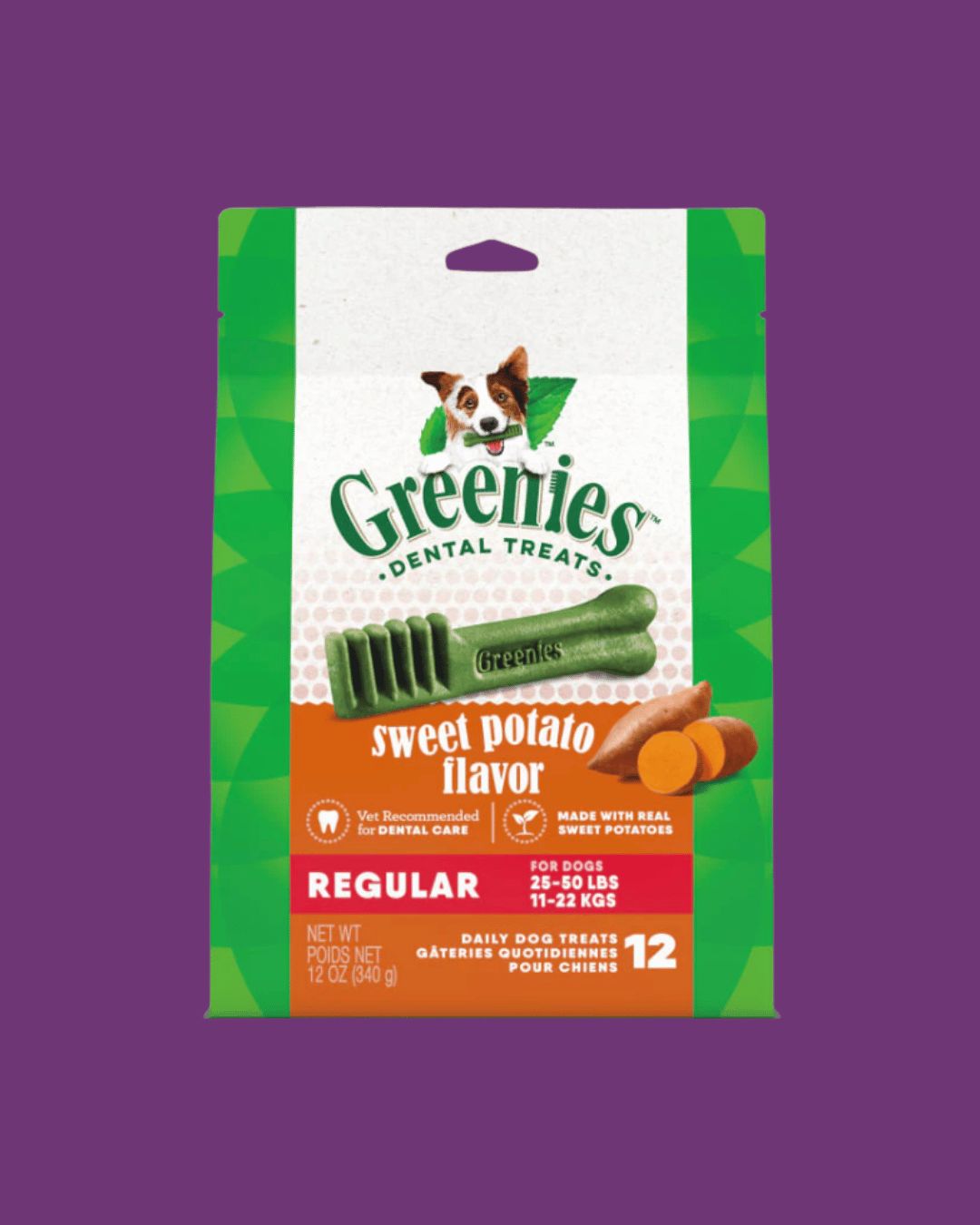 Greenies- Dental Dog Treats- Sweet Potato- Regular 12pk