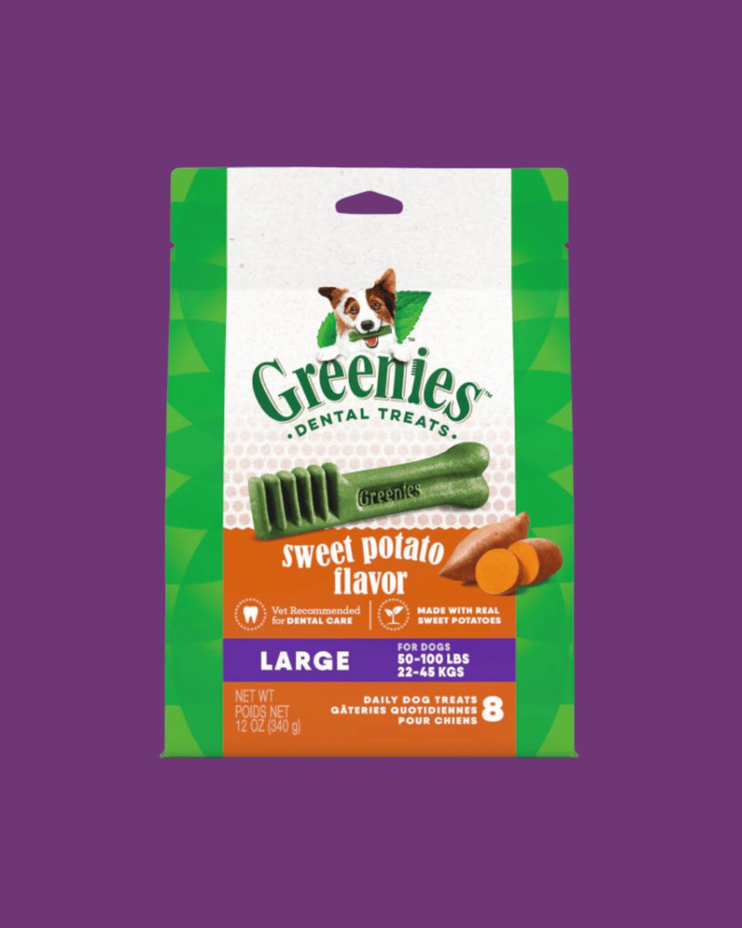 Greenies- Dog Dental Treats- Sweet Potato- Large 8pk