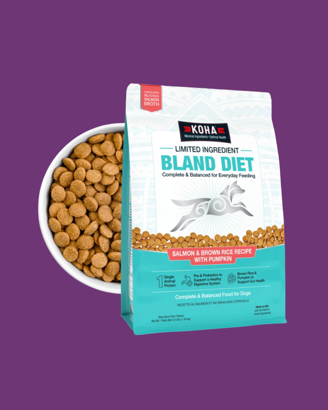 Koha- Bland Diet Dry Food Salmon &amp; Brown Rice for Dogs 3.5lb