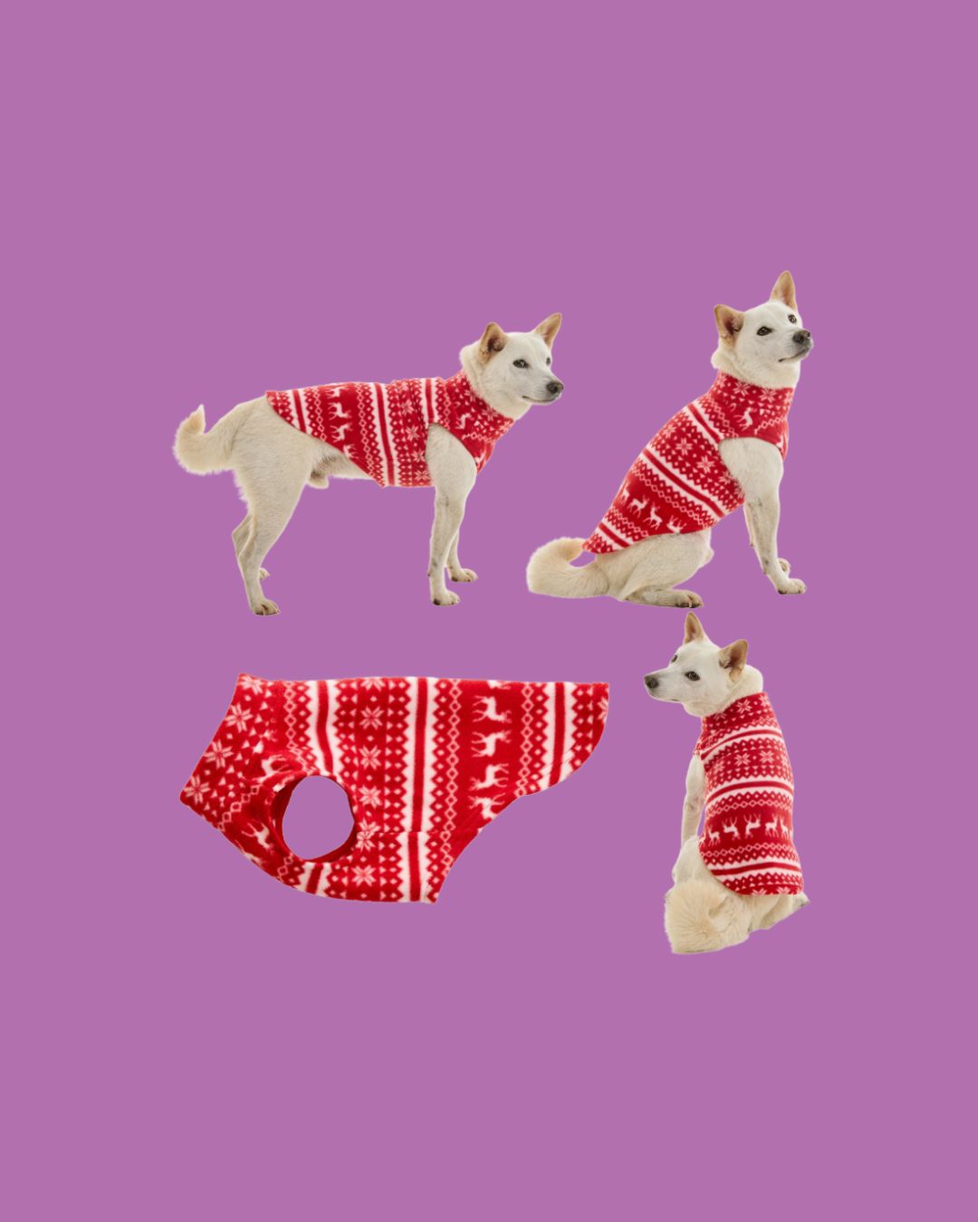 Gooby- Stretch Fleece Sweater Reindeer / Red