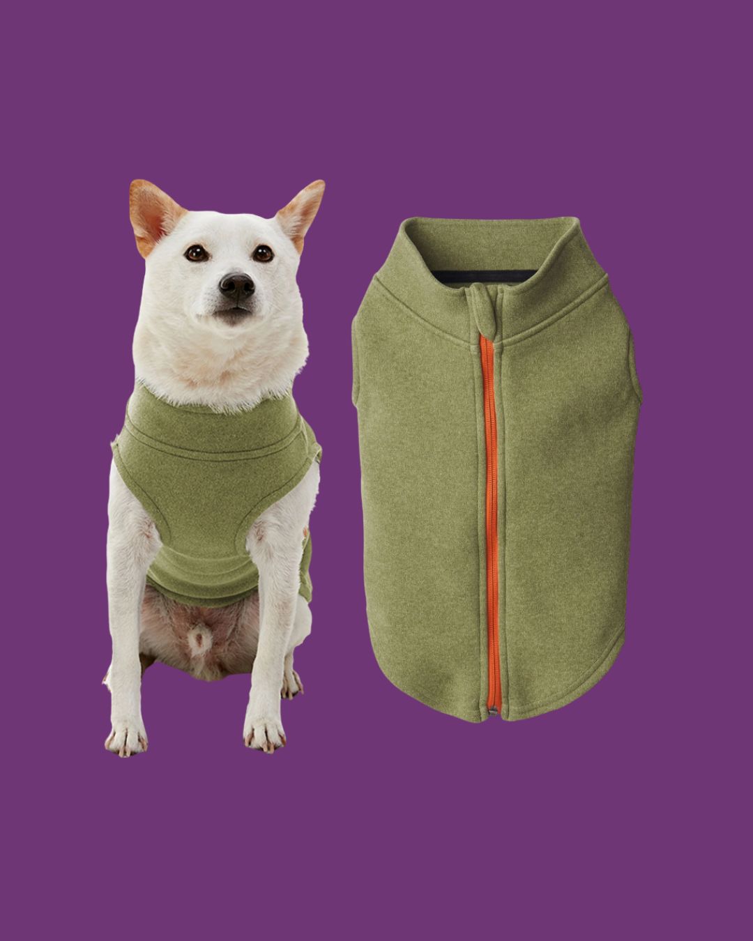 Gooby - Microfleece Sweater Jacket Zip Up / Green, Color: Green, Size: L