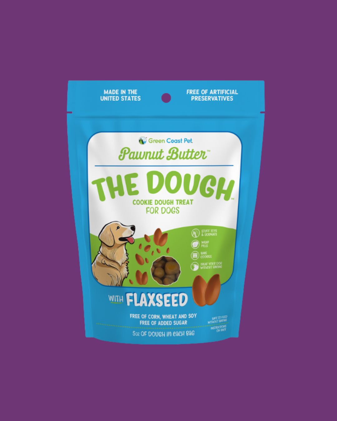 Green Coast Pet- Pawnut Butter Dough 5oz Flaxseed