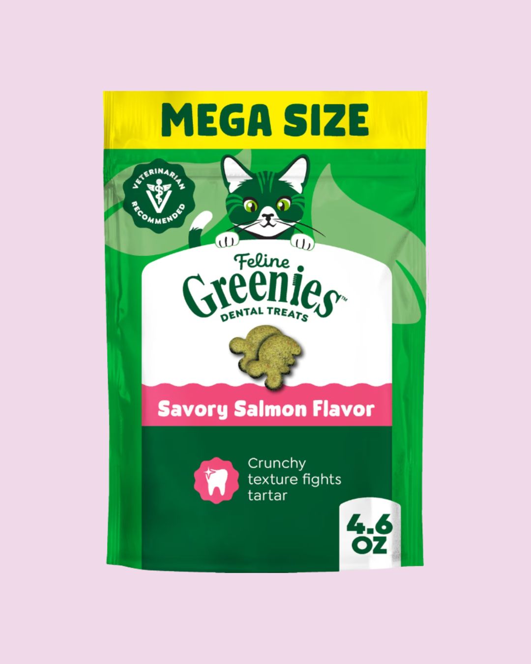 Feline Greenies- Dental Treat Savory Salmon Mega Size 4.6oz