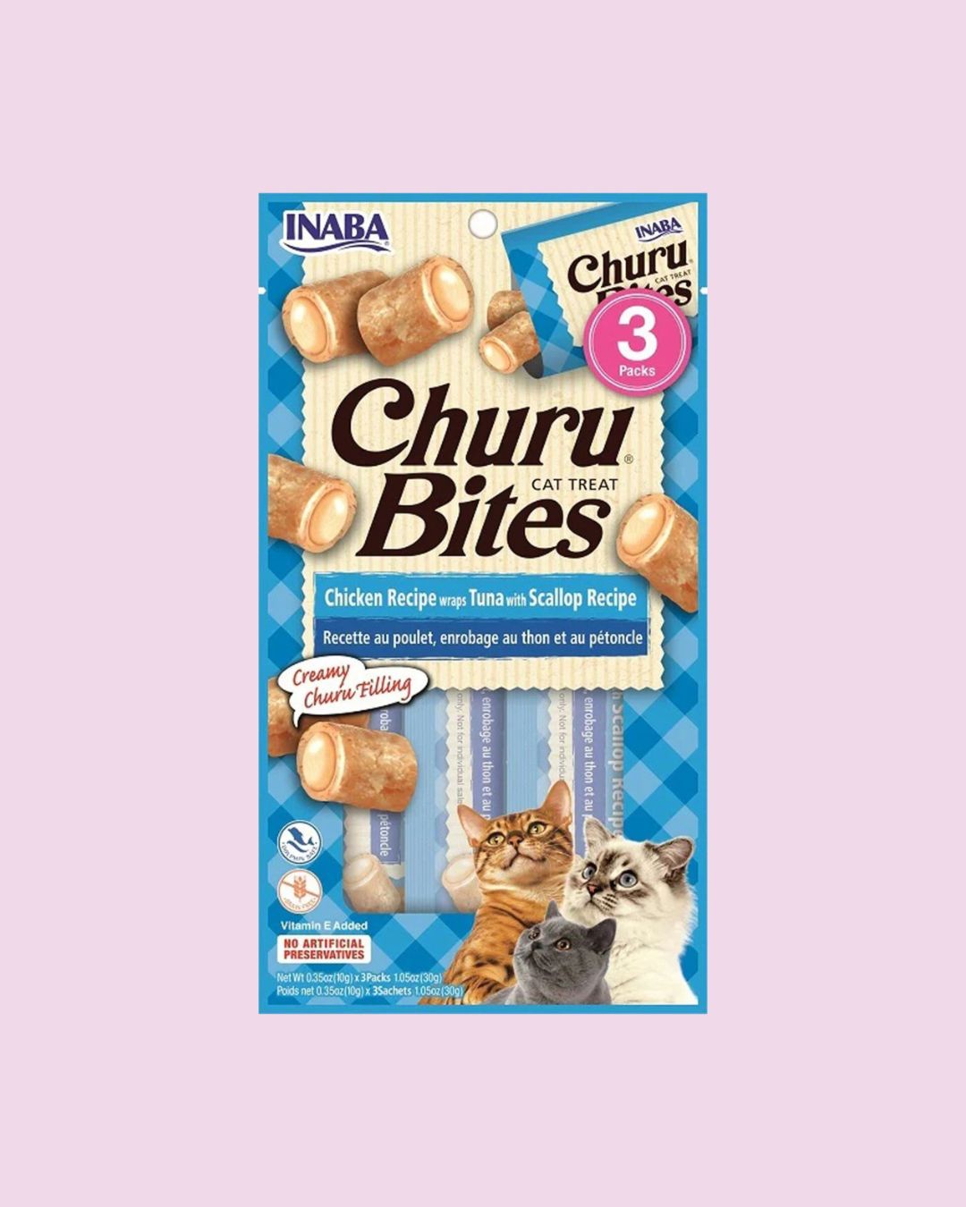 Churu Bites- Chicken Recipe Wraps with Tuna and Scallop 3pk