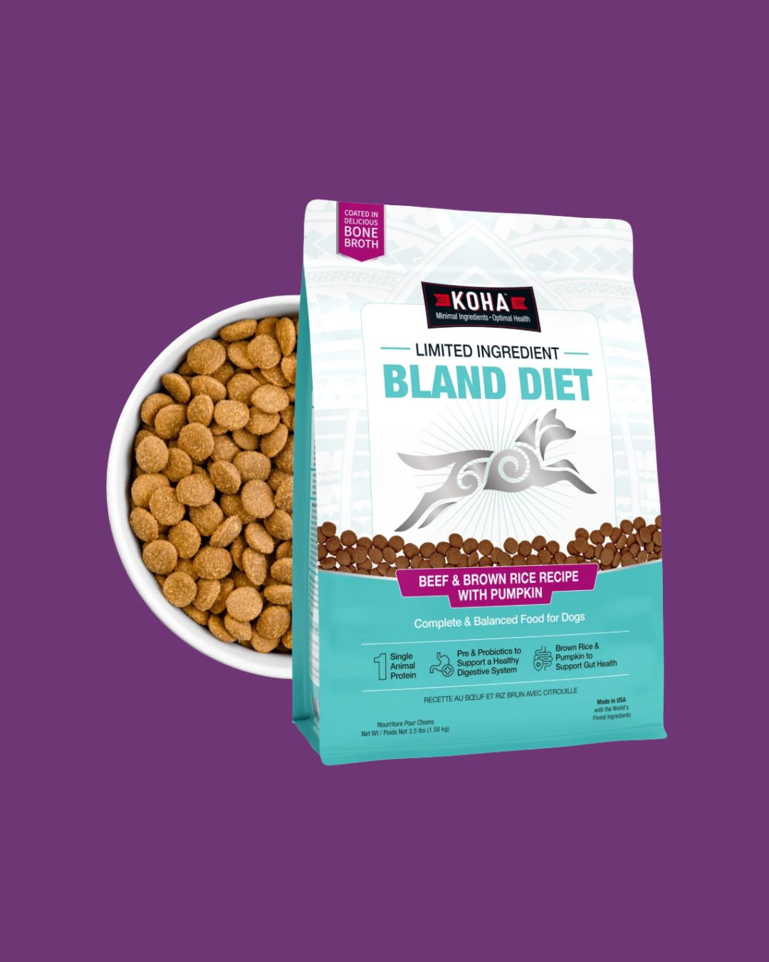 Koha- Bland Diet Dry Dog Food Beef &amp; Brown Rice 3.5oz