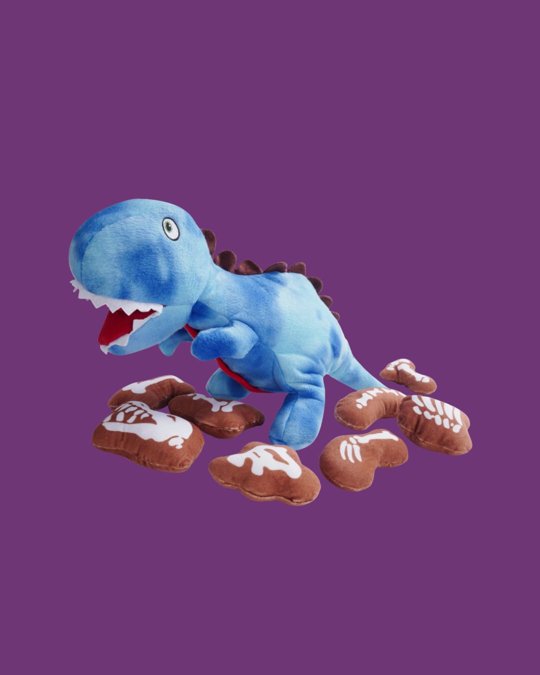 Nocciola- 9-in-1 Squeaky Stuffed Dinosaur Chew Toy