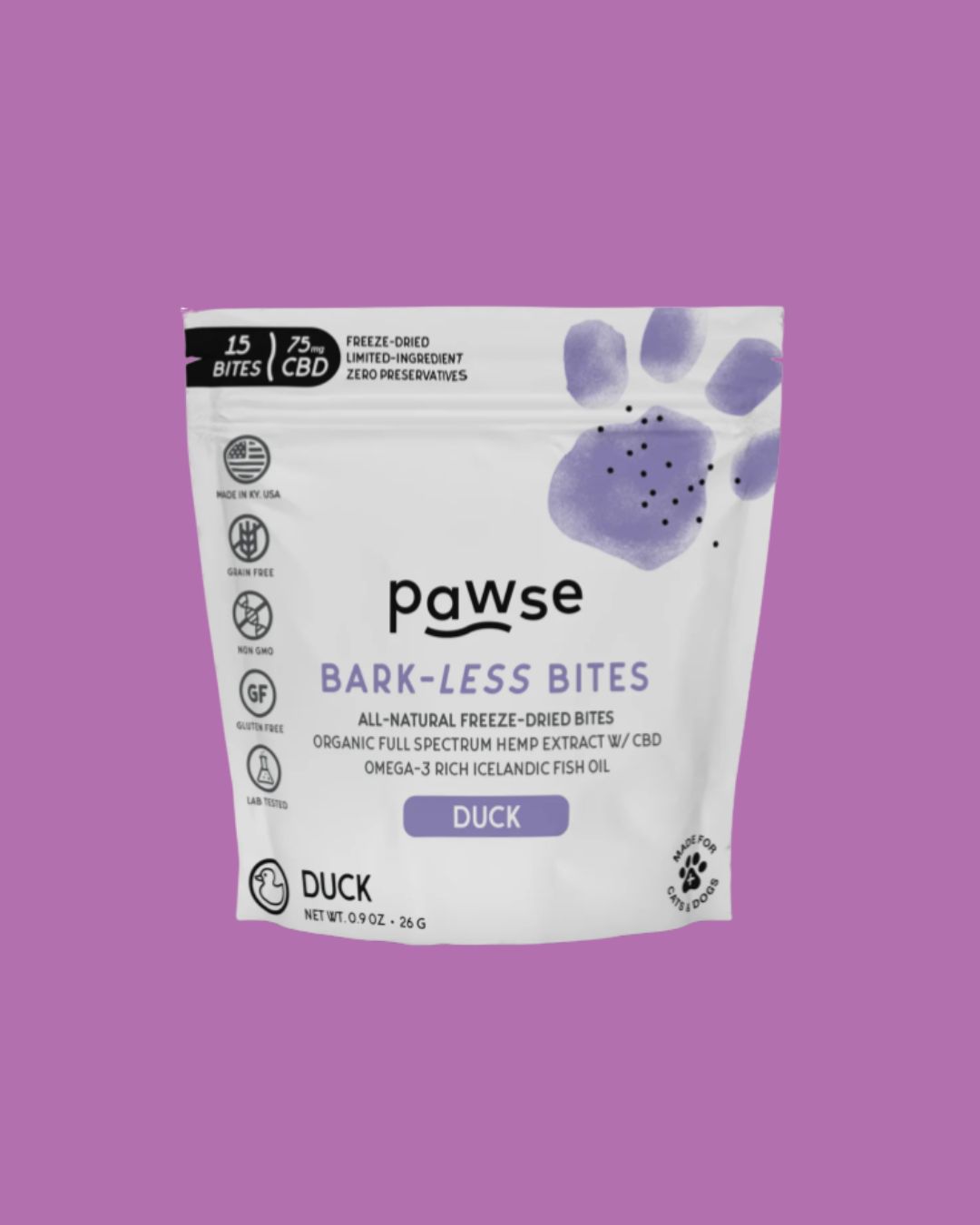 Pawse-Bark-Less Duck Bites- 75mg