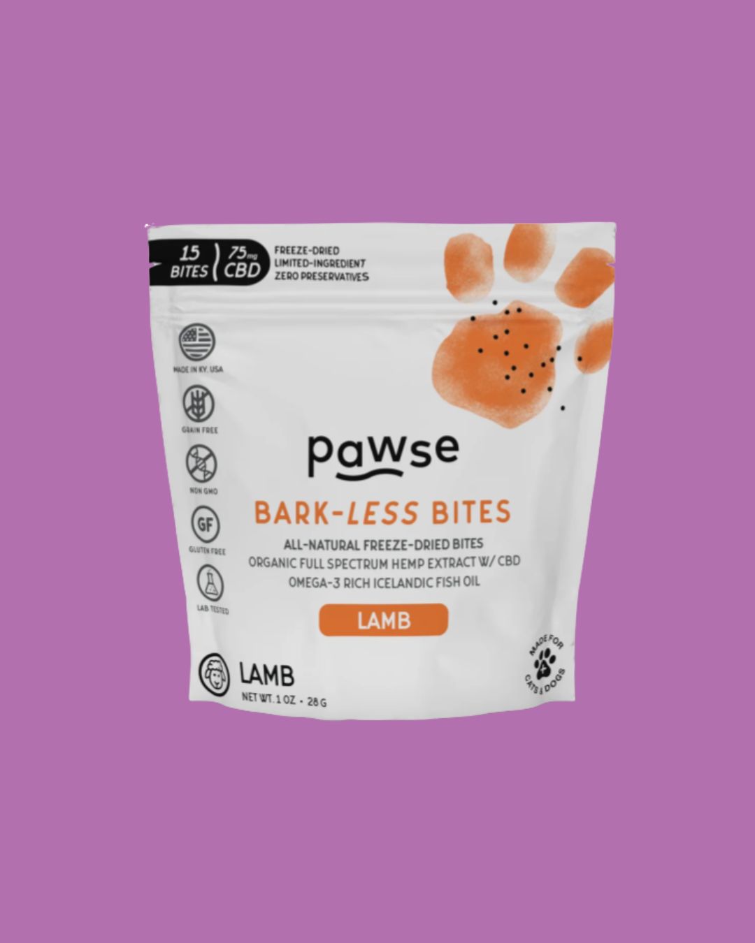 Pawse- Bark-Less Lamb Bites 75mg